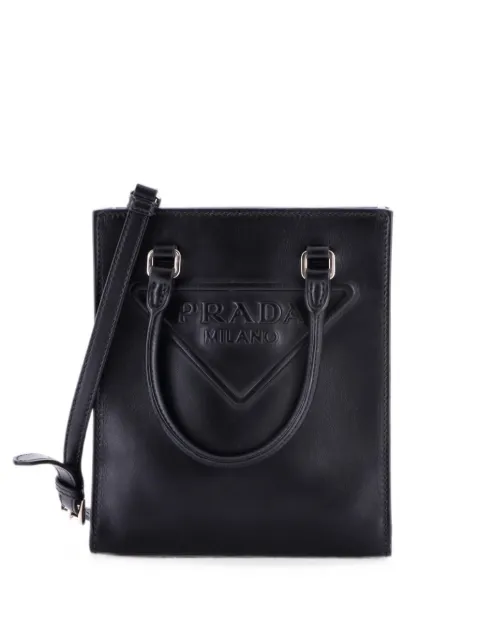 Prada Pre-Owned Logo Drill Tote Leather Mini crossbody bag Black TVO9S0QQMLTB8EOU