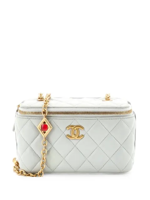 CHANEL Pre-Owned Classic Vanity Case with Resin Pearl Chain Quilted Lambskin Small clutch bag Grey T5MMZJYQP59RZ98D