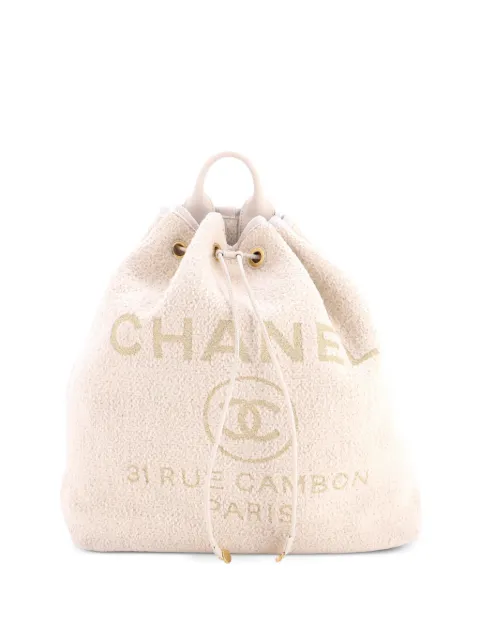 CHANEL Pre-Owned Deauville Drawstring Velvet Medium bucket bag Neutrals UEVUE0GZ3D51XDE6