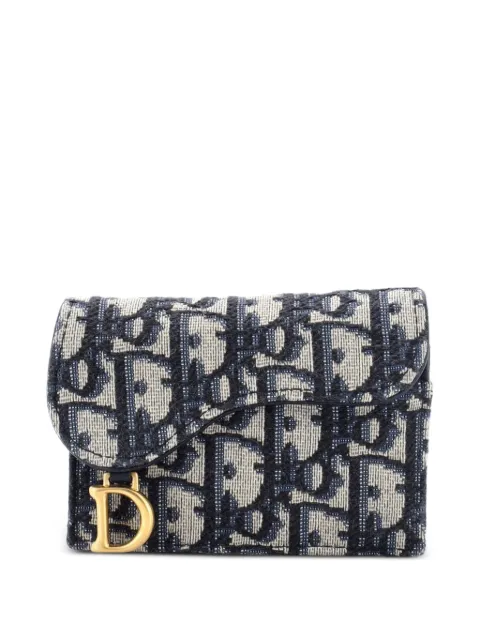 Christian Dior Pre-Owned Saddle 5-Gusset Case Oblique Canvas card holder Blue S487J6LBFZG3DTHN