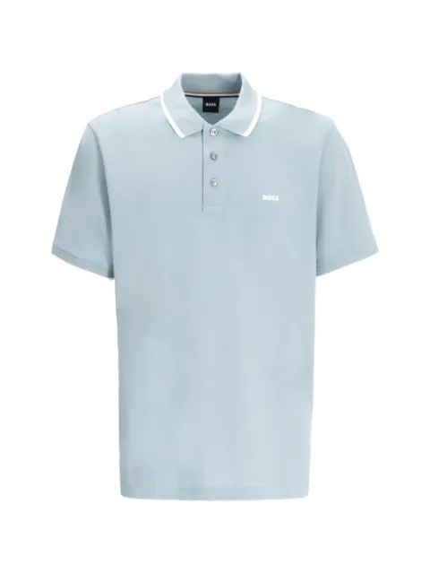 BOSS cotton-piqué polo shirt with contrast tipping Blue 50494697