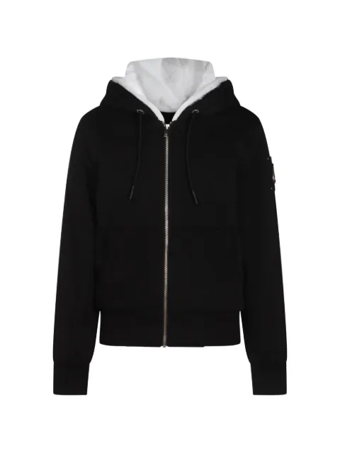 Moose Knuckles Bunny logo-patch drawstring hoodie Black M36LS636