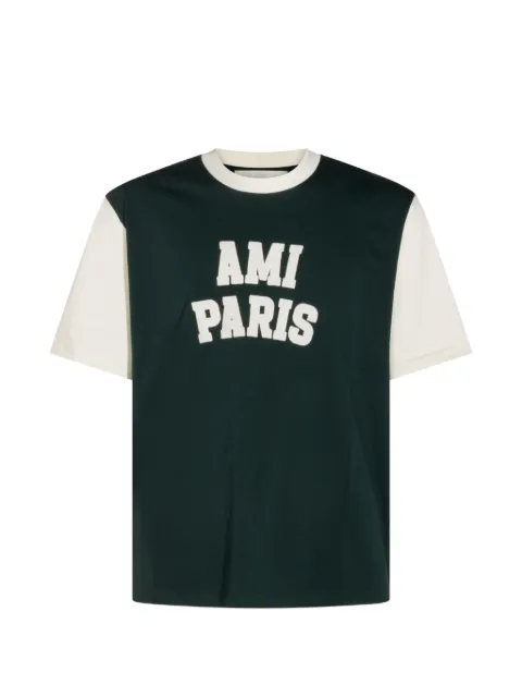 AMI Paris logo-appliqué T-shirt Green UTS418JE0272