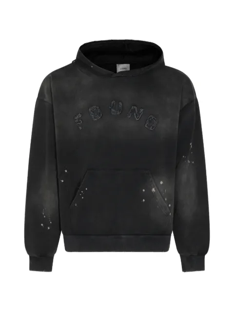 FOUND logo-patch paint-splatter hoodie Black FOPF26HO02519