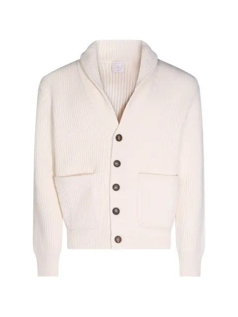 Eleventy ribbed-knit shawl-collar cardigan White N76MAGN11MAG0L0
