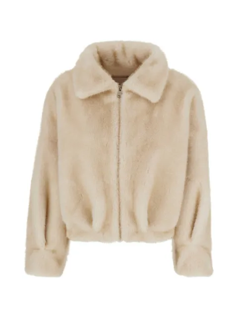 VALENTINI 1972 faux-fur zip-up jacket Neutrals 4104VANILLA