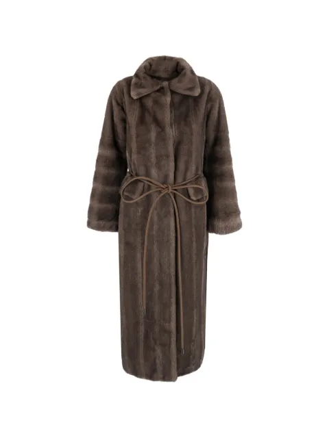 VALENTINI 1972 belted faux-fur coat Brown 4120TAUPE