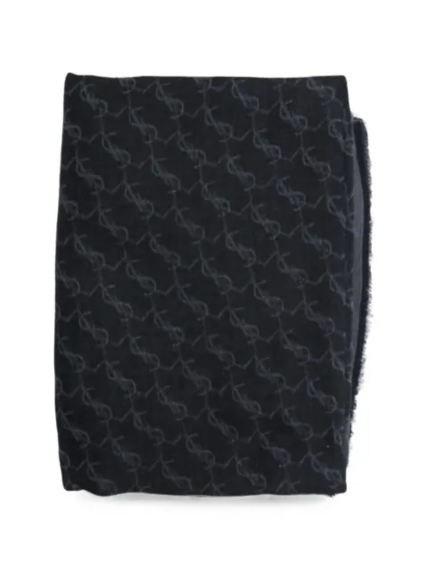 Saint Laurent Cassandre scarf in cashmere and silk jacquard Black 8744463YU51