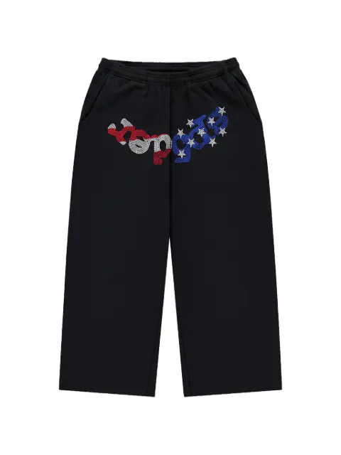 SP5DER OG Web rhinestone track shorts Black SP5DER574