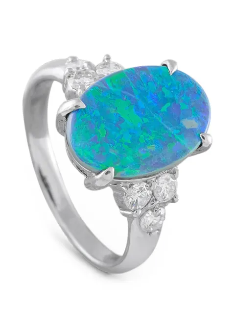 LB Exclusive Australian Black opal and diamond ring Silver MF07070126