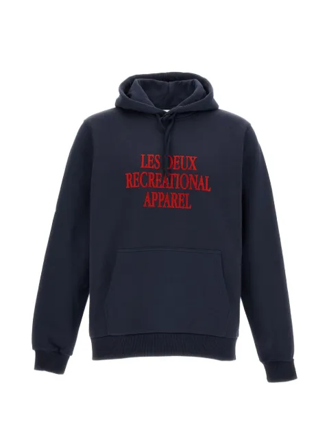 Les Deux logo-print drawstring hoodie Blue 1002336460