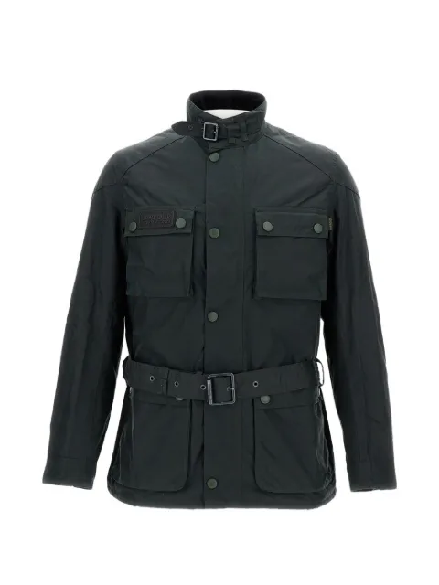 Barbour International Blackwell belted waxed jacket Green MWX0928SG51