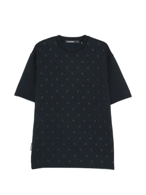 Karl Lagerfeld monogram-embroidered crew-neck T-shirt Blue 705115563902