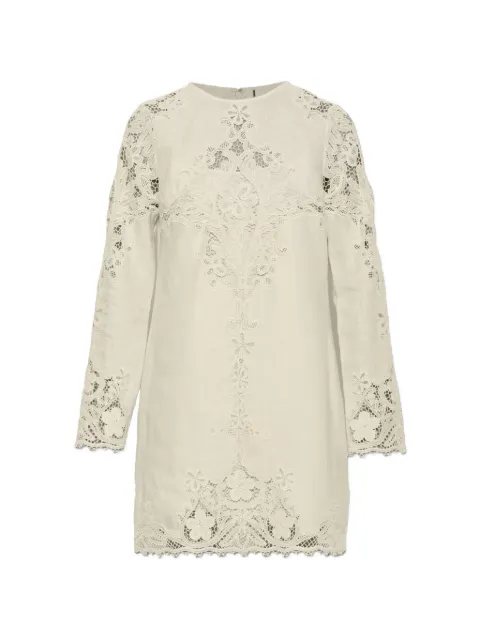 Ulla Johnson Camie lace-panelled mini dress Neutrals PF2601020