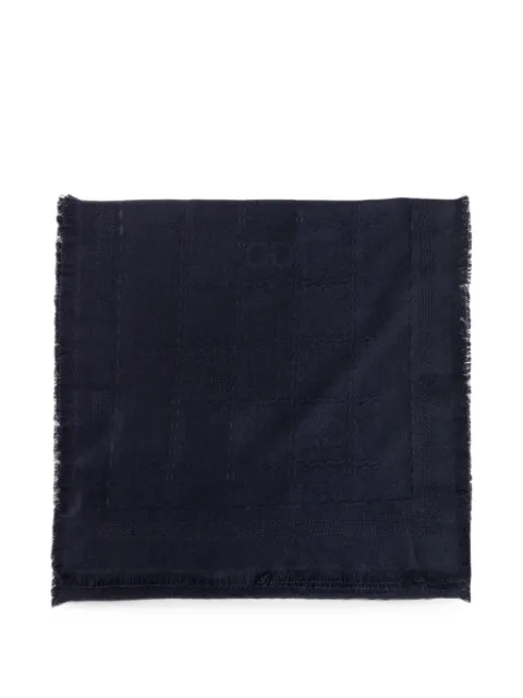 Ferragamo Gancini jacquard fringed scarf Blue 795380