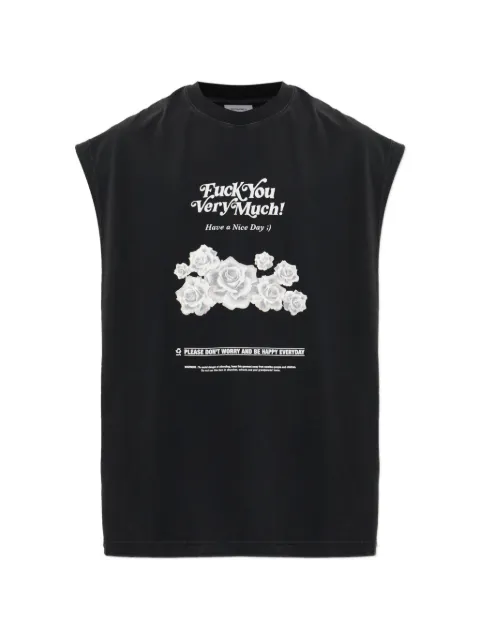 VETEMENTS graphic-print sleeveless T-shirt Black MH27TT204B