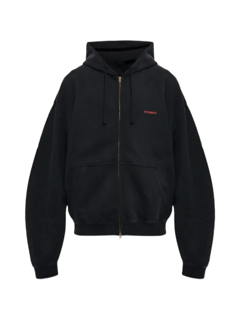 VETEMENTS logo-print zip-up hoodie Black MH27ZU139B