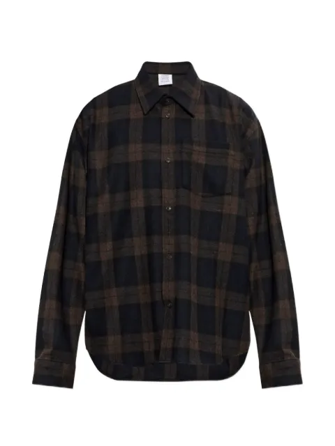 VETEMENTS check-pattern embroidered-sleeve shirt Brown MH27SH063BC0