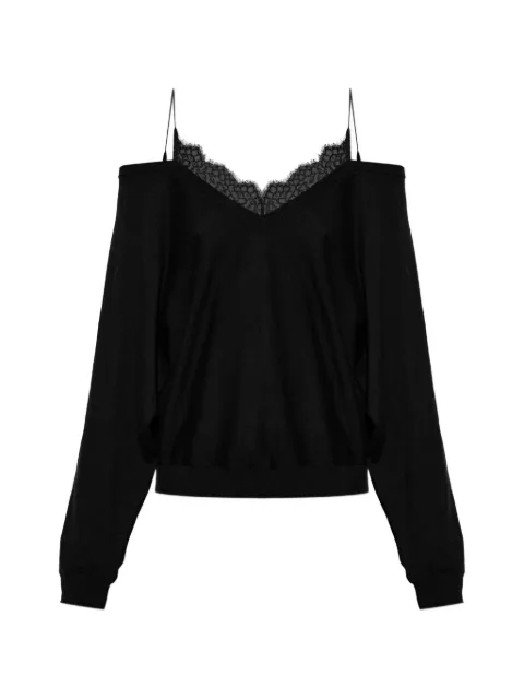 IRO Ivoire lace-trim cold-shoulder sweater Black WP12IVOIRE0