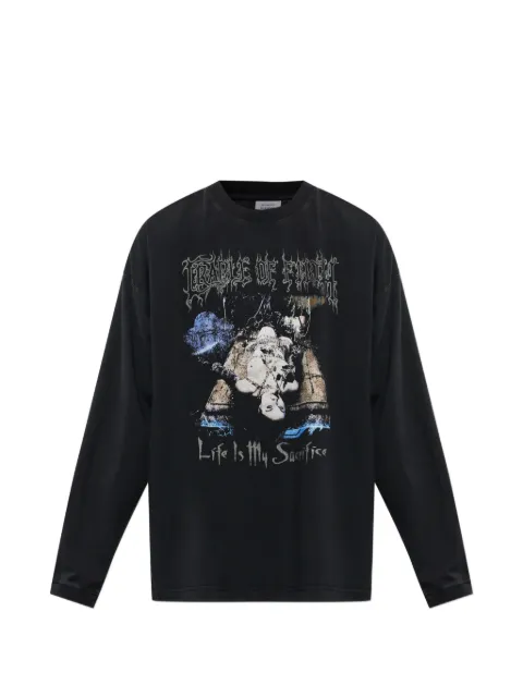 VETEMENTS graphic-print long-sleeve T-shirt Black MH27LS206B