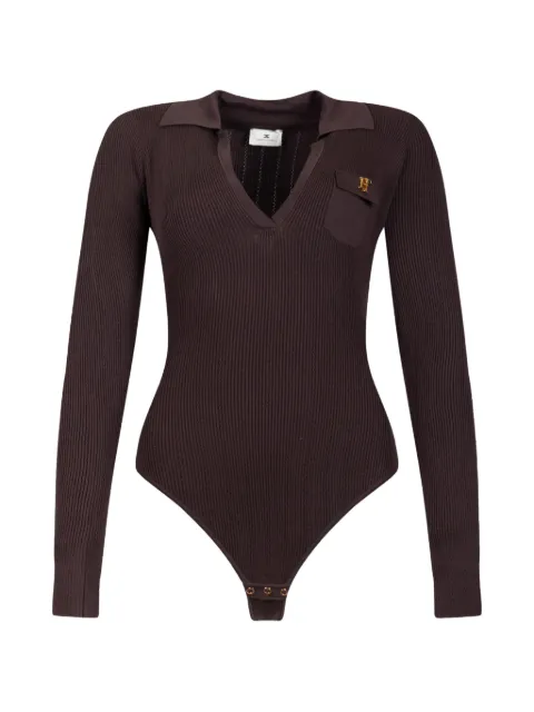 Elisabetta Franchi knit bodysuit with openwork embroideries Brown BK02B66E2