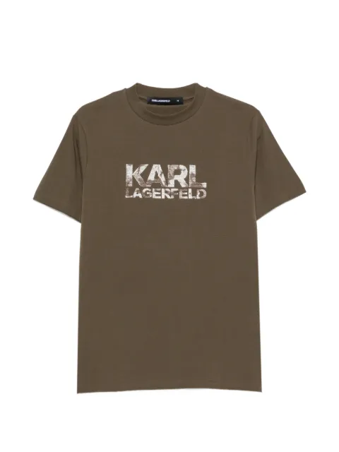 Karl Lagerfeld logo-embroidered crew-neck T-shirt Green 755049563221