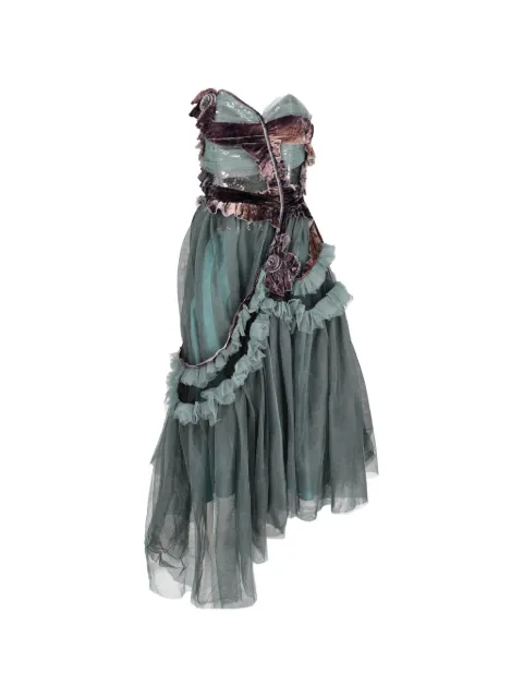 Maison Margiela ruffle-trimmed velvet midi dress Blue CVM26113