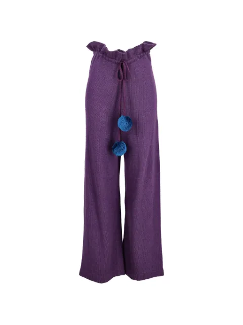 Kenzo Pre-Owned pompom-detail drawstring trousers Purple MR75265