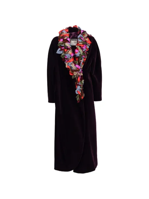 Moschino Pre-Owned ribbon-embellished velvet coat Purple W27526172
