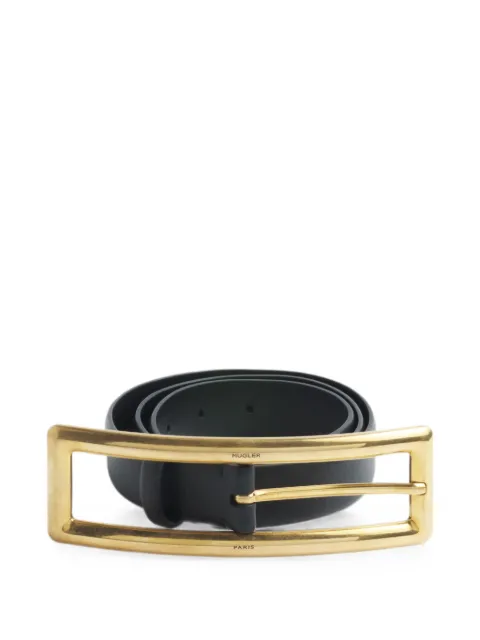 Mugler gold rectangle buckle belt Black COM10AC00839012