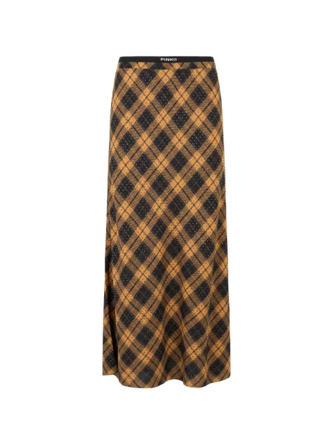 PINKO rhinestone-embellished tartan-print skirt Black 107343A3FA