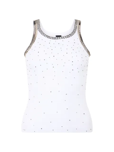 PINKO ribbed top with bejewelled embellishment White 104109A3J4