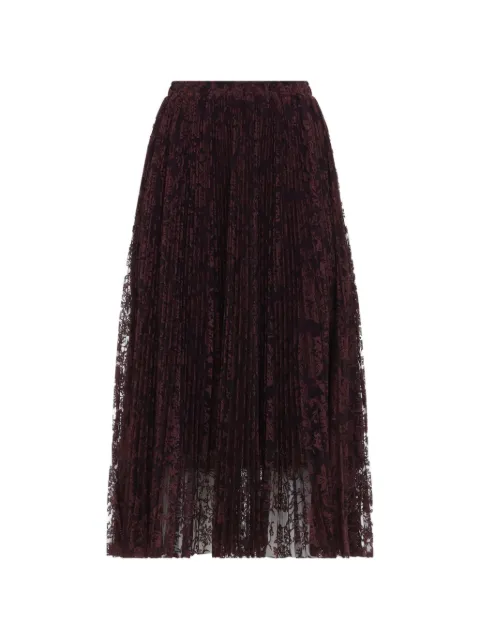 Ermanno Scervino pleated lace-overlay midi skirt Red D492O360EYF