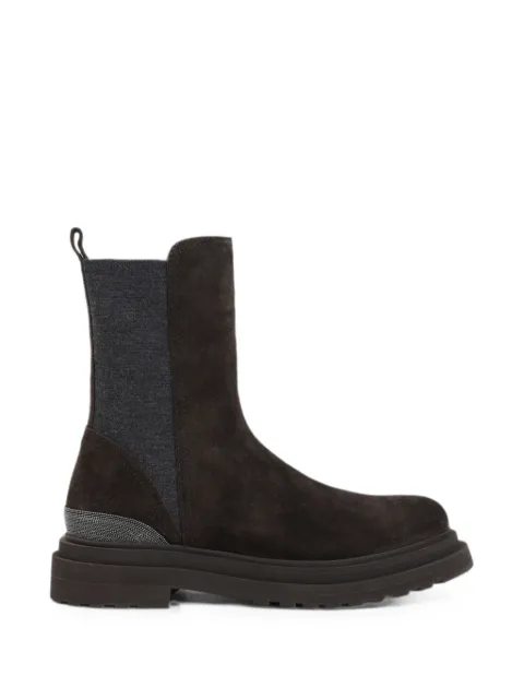 Brunello Cucinelli Monili-embellished suede boots Brown MZSFG3307C9795