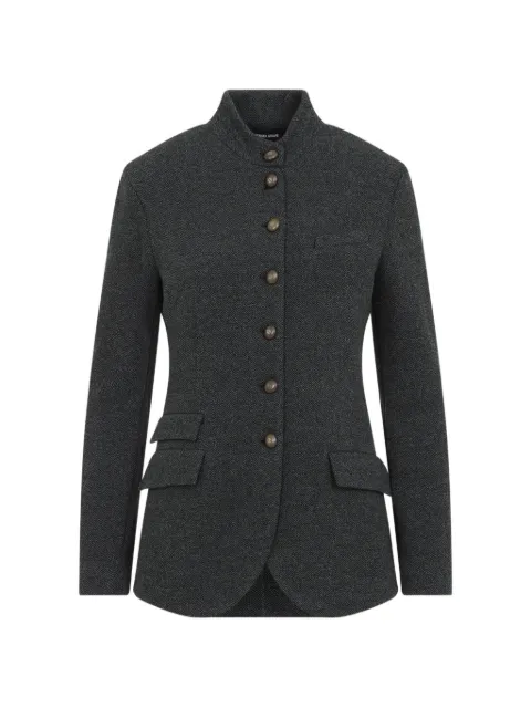 Giorgio Armani slim-fit herringbone-pattern jacket Grey GW004244AF29440