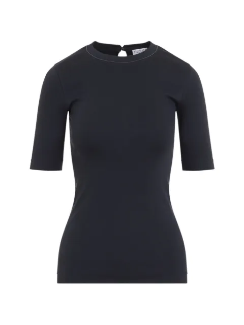 Brunello Cucinelli monili-trim short-sleeve T-shirt Blue M0TC8BJ310C3186