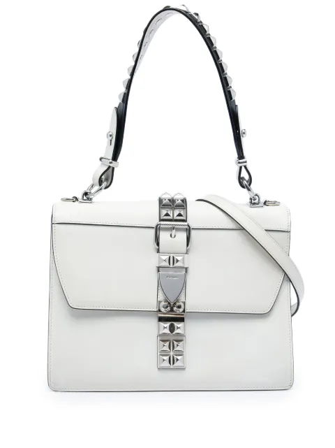 Prada Pre-Owned 2010-2026 City Calf and Saffiano Studded Elektra satchel White WQDVNX5U9X3DUCPX