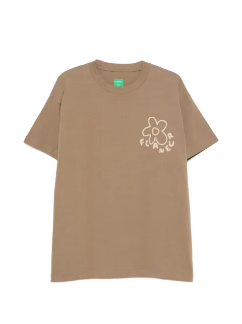 FLÂNEUR Blossom logo-print crew-neck T-shirt Brown FTSH225
