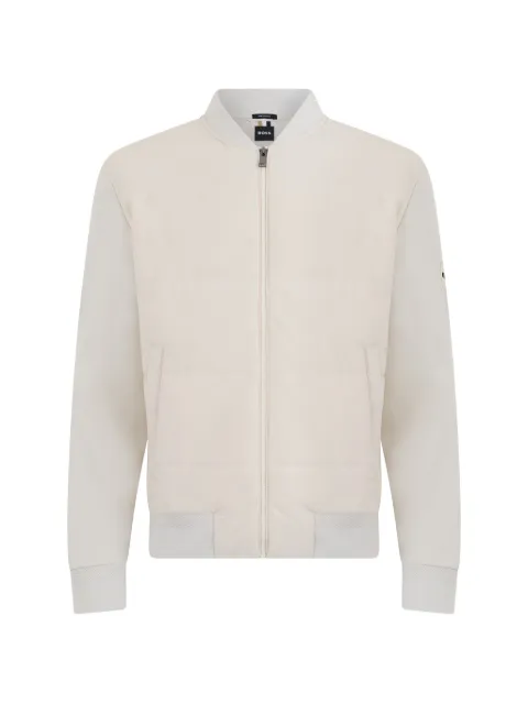 BOSS quilted panel-sleeved jacket Neutrals 50532767