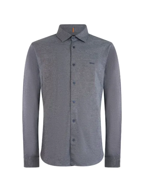 BOSS logo-embroidered long-sleeve shirt Grey 50519748