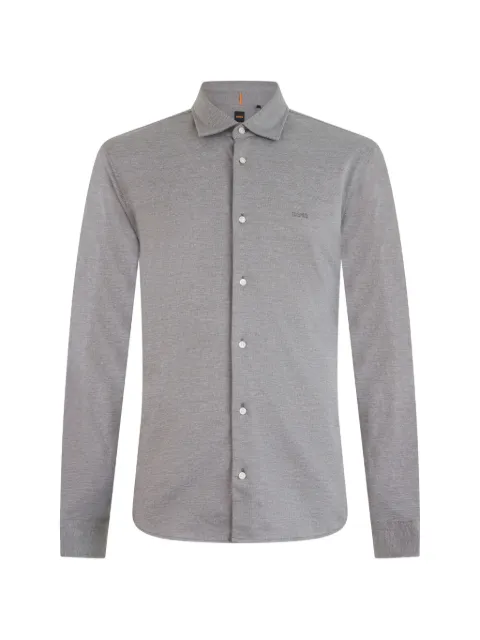 BOSS logo-embroidered long-sleeve shirt Grey 50519748