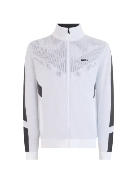 BOSS zip-up panelled sweater White 50542012