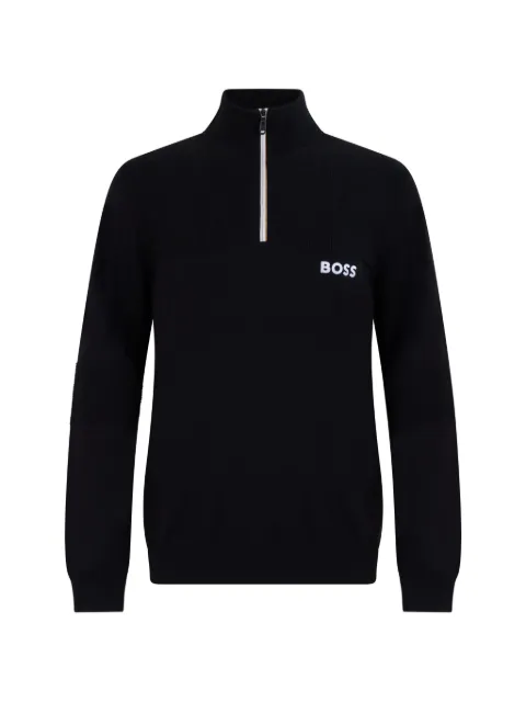 BOSS quarter-zip logo-print sweater Black 50541953