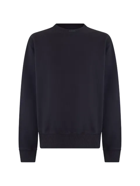 BOSS logo-embroidered ribbed-trim sweater Black 50519718