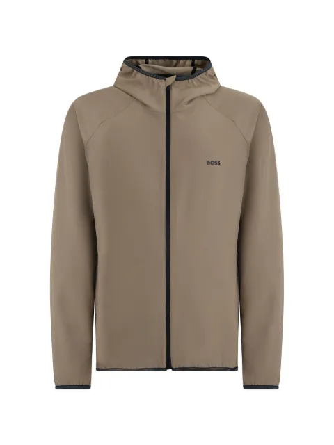 BOSS logo-print hooded jacket Brown 50542451