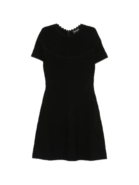 Emporio Armani scallop-edge textured-finish mini dress Black EW003925AF26938