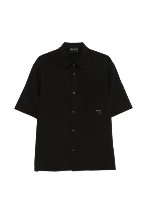 Emporio Armani seersucker shirt with down padding and rib details Black EM006712AF28011