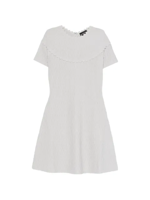 Emporio Armani scalloped-trim textured-finish mini dress Grey EW003925AF26938