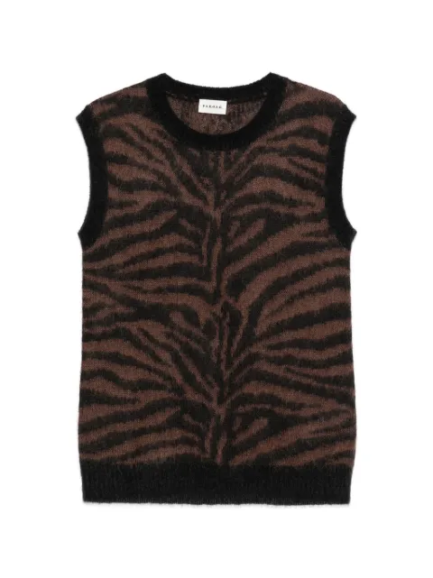 P.A.R.O.S.H. zebra-pattern knitted vest Brown LAMUD500066