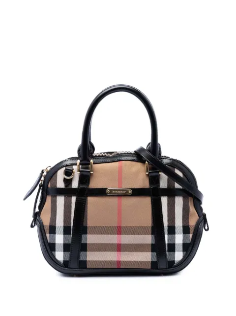 Burberry Pre-Owned 2000-2017 Small Leather Trimmed House Check Canvas Bridle Orchard satchel Brown JRHEYDWWA3HMDA0B